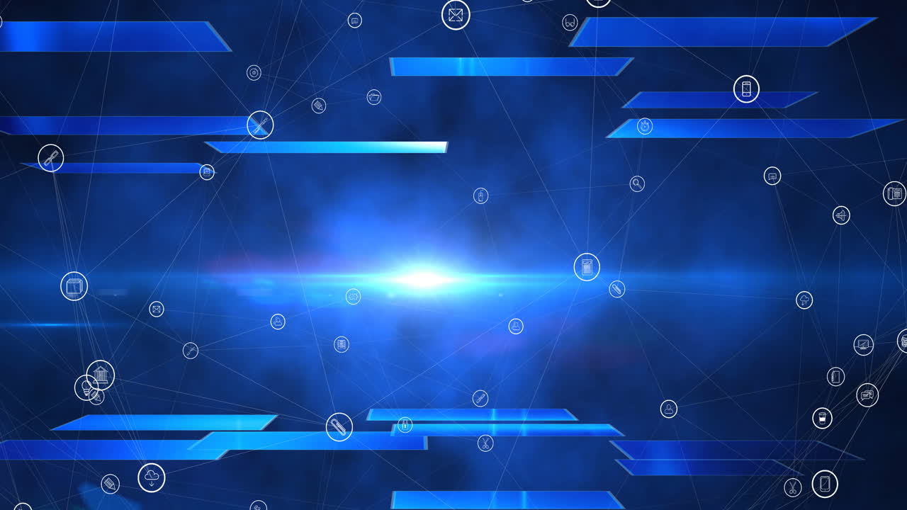 Animation of network of connections with digital icons