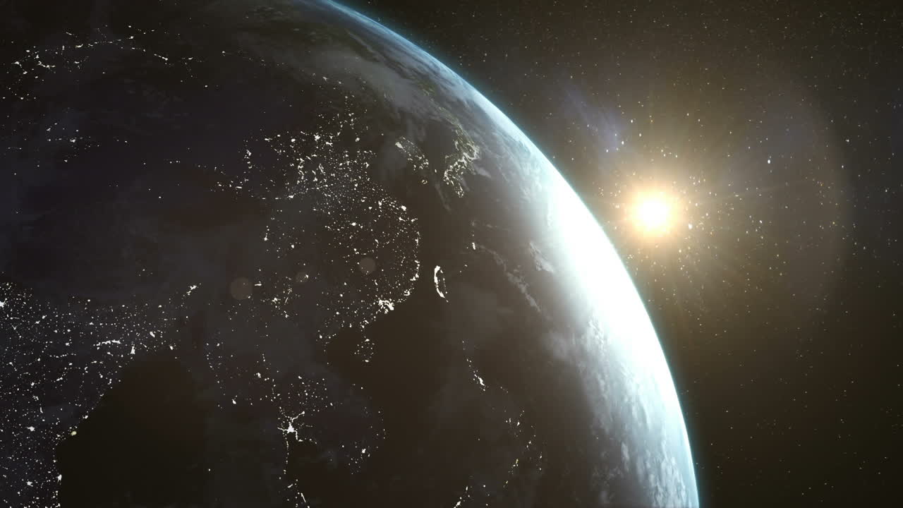 спутниковый вид земли и солнца