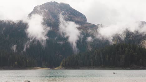 misty mountain lake scenery