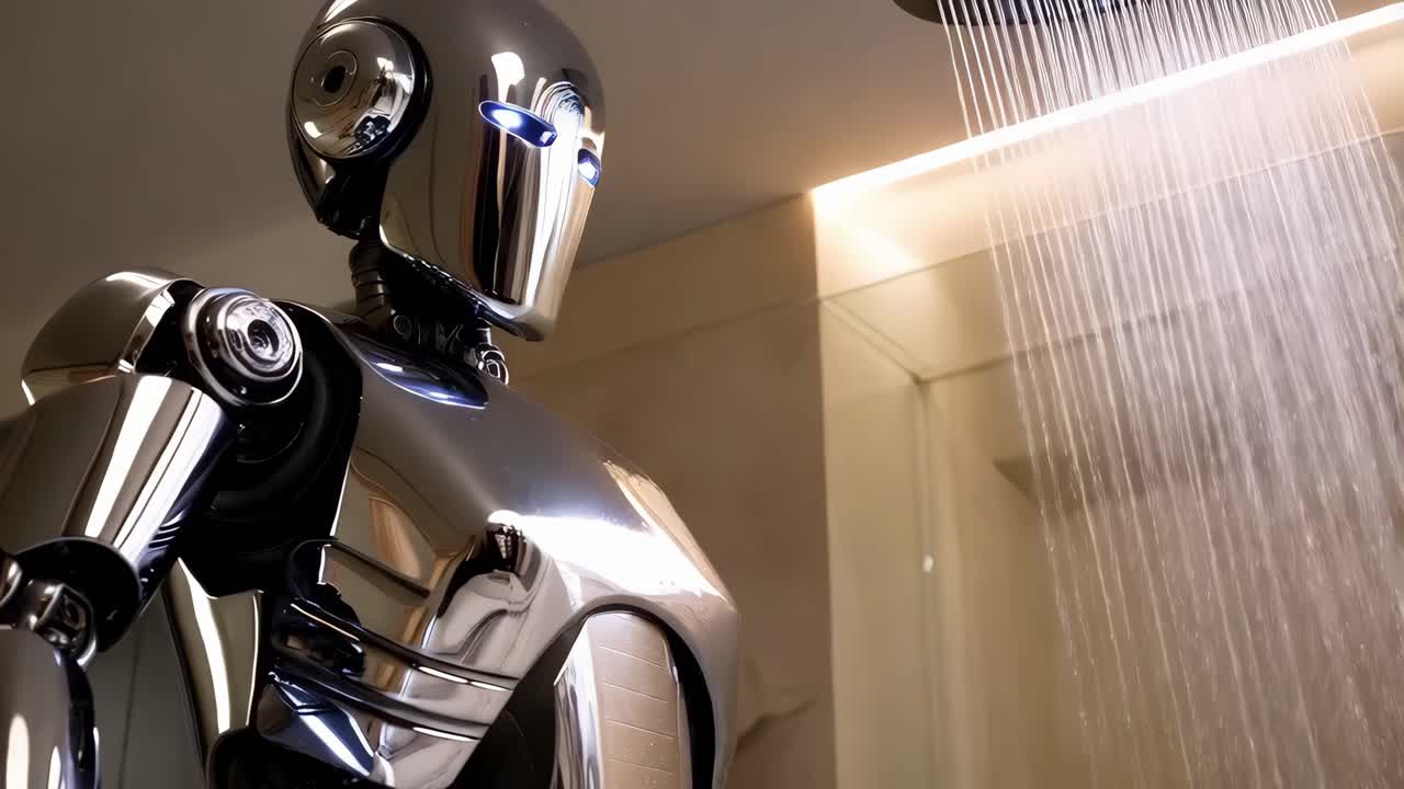 robot tomando una ducha