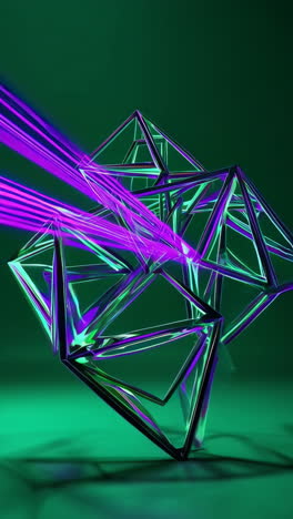 abstract neon geometric shapes with purple light rays