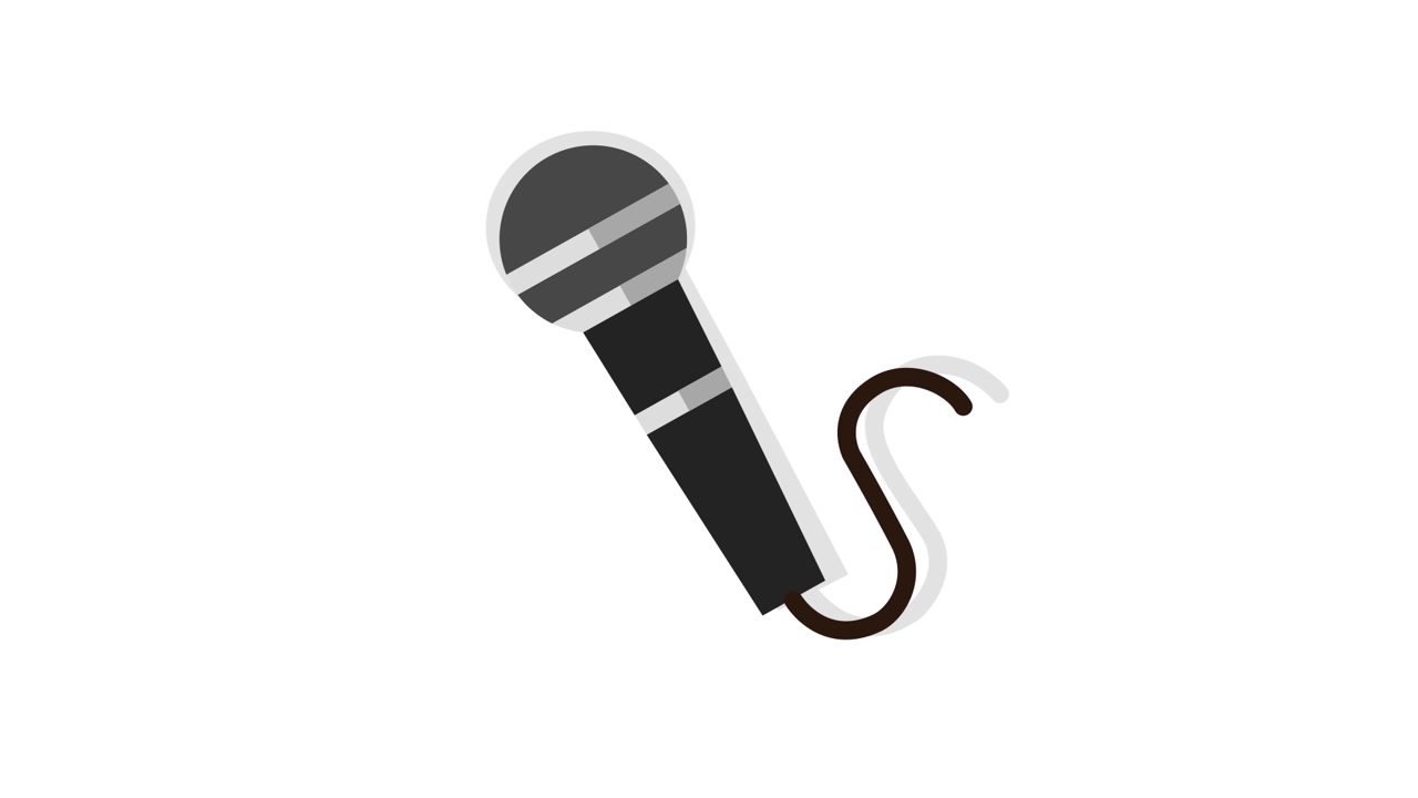 Microfono animato in flat design con cavo