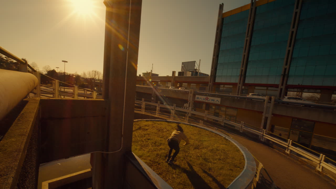 Parkour Performance at Sunset