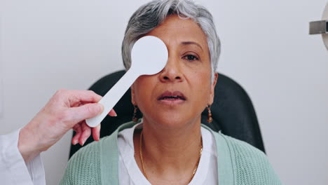 eye exam, patient or face of women