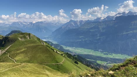 breathtaking aerial view of swiss alps mountain valley