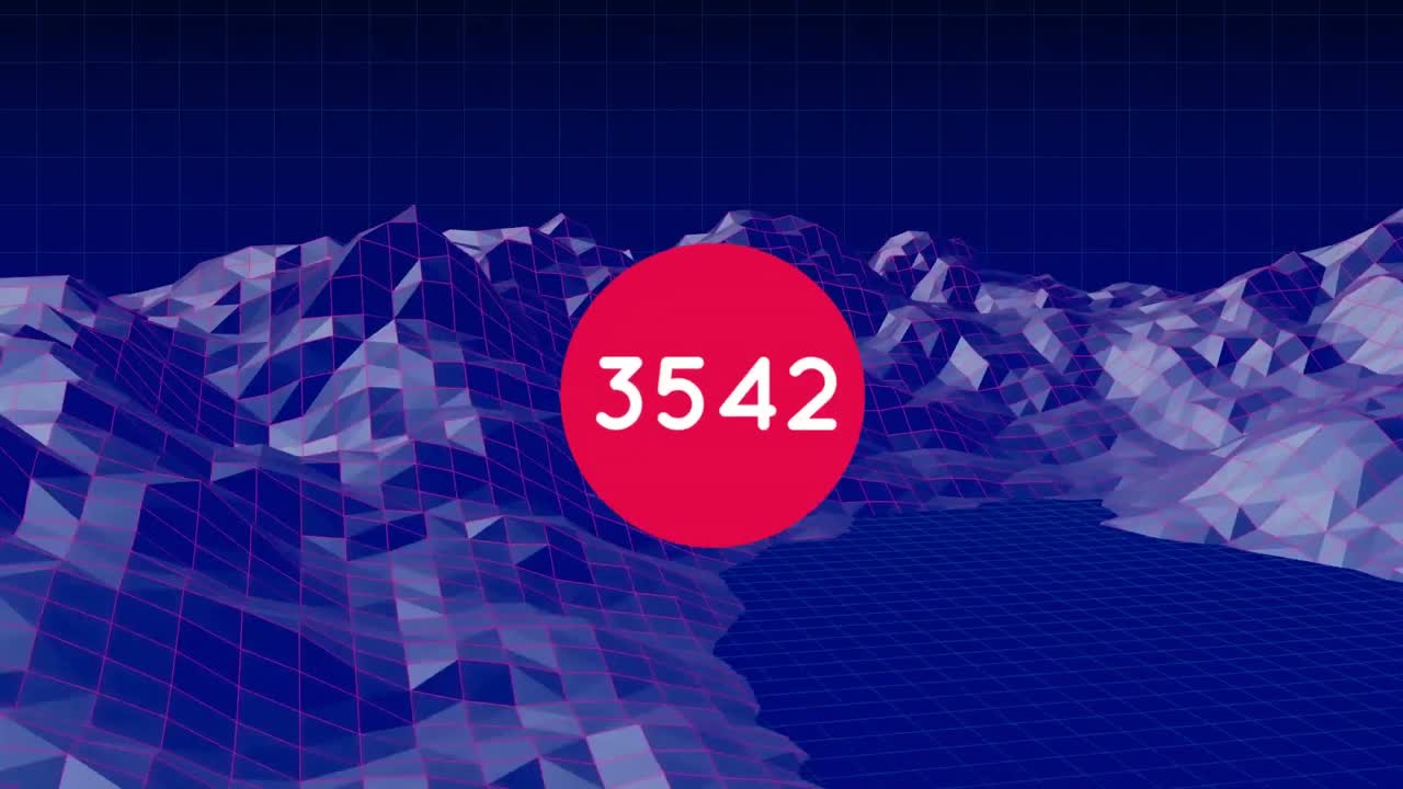 검은색 배경의 파란색 3d 구조에 대한 둥근 배너의 숫자가 증가합니다.