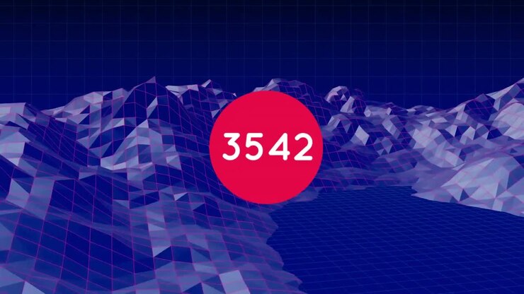Økende tall på et rundt banner mot blå 3D-strukturer på svart bakgrunn.