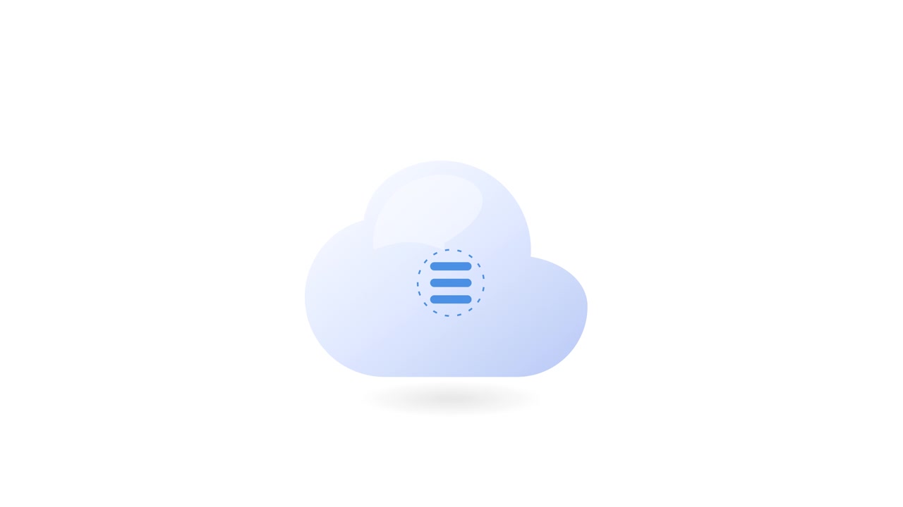 Animated Cloud Icon with Menu Symbol for Digital Interface