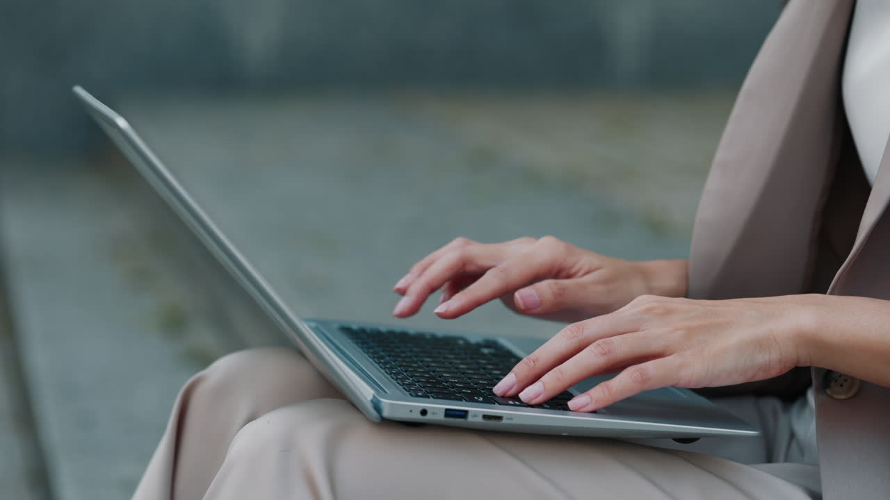 Woman working on laptop