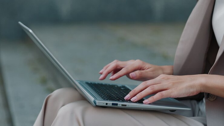 Woman working on laptop