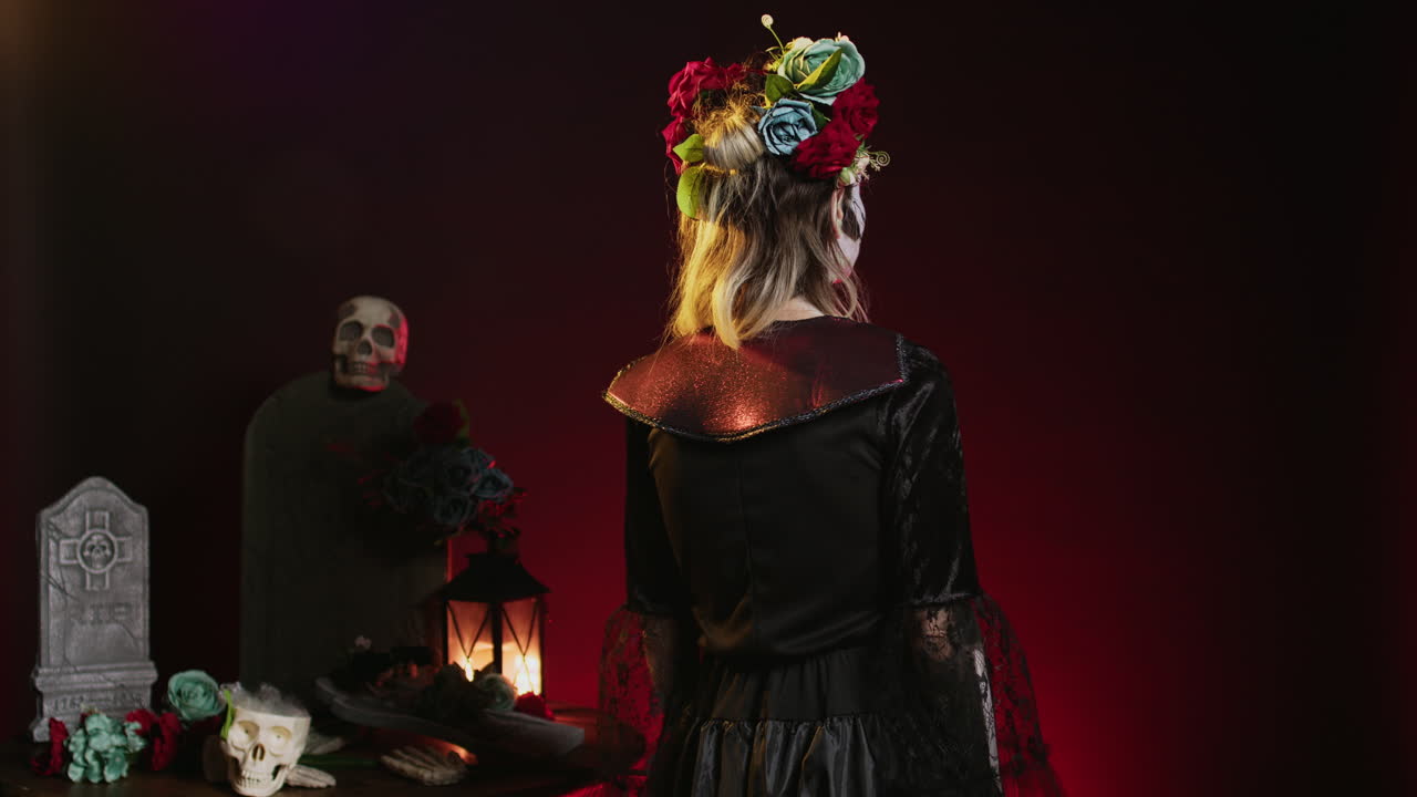 Woman in Day of the Dead Makeup and Costume