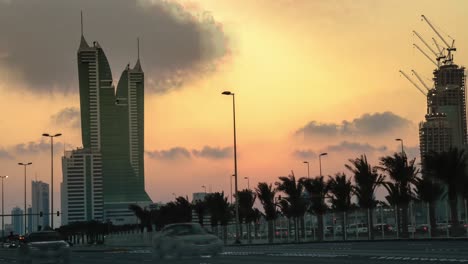 traffic on a highway in bahrain - sunset timelapse - zoom out