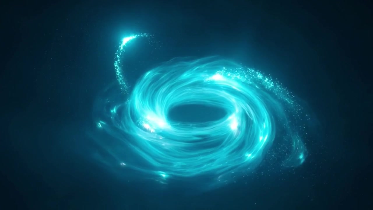 Abstract Glowing Blue Energy Vortex Rotating in Dark Space