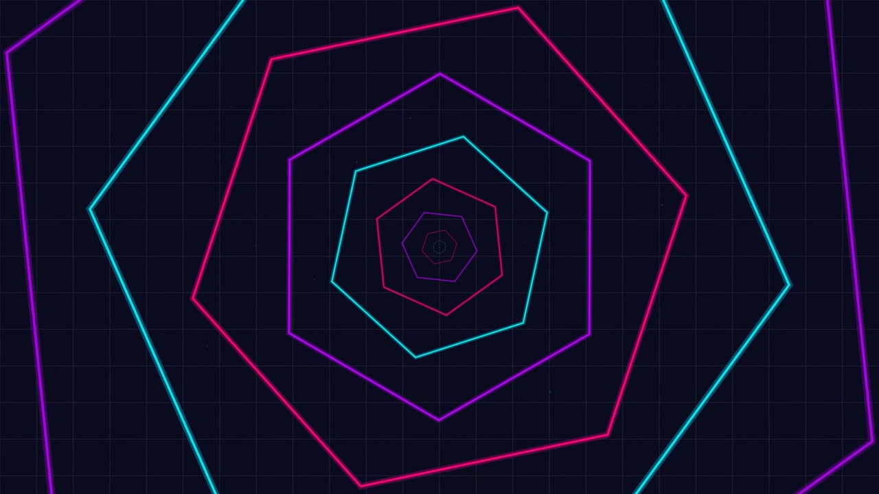 Neon Hexagon Tunnel Motion Graphics Background