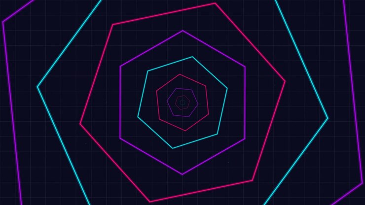 Neon Hexagon Tunnel Motion Graphics Background