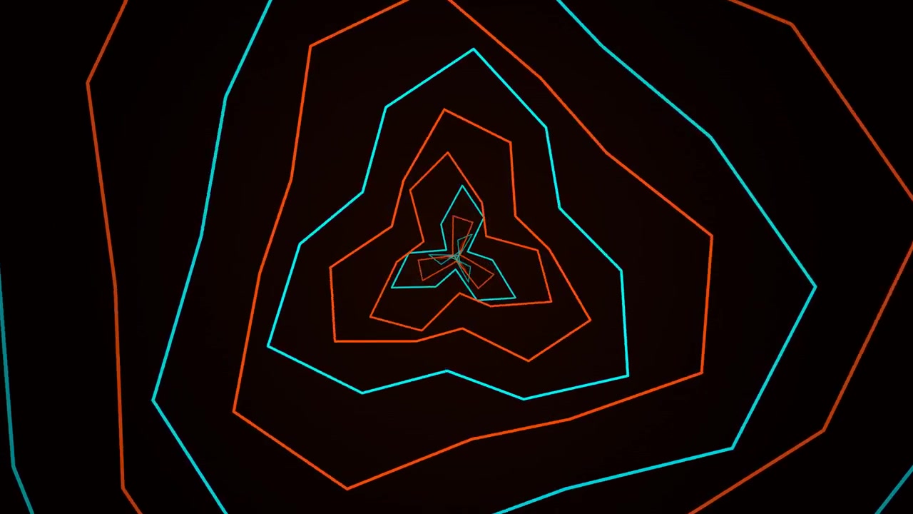 Terowongan Abstrak dari Garis Geometris Neon yang Berdenyut