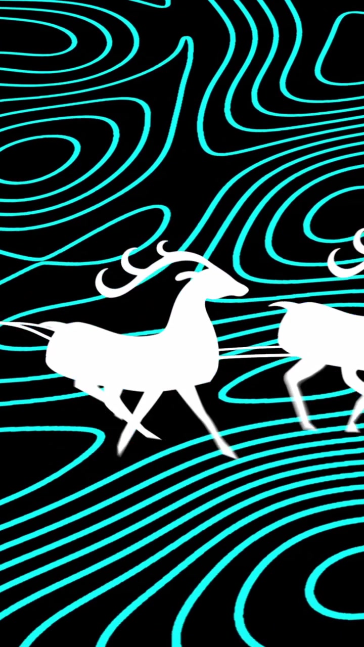 Animation of santa in sleigh at christmas over shapes