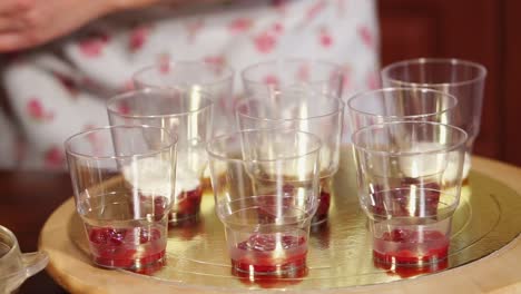 layered dessert in glasses