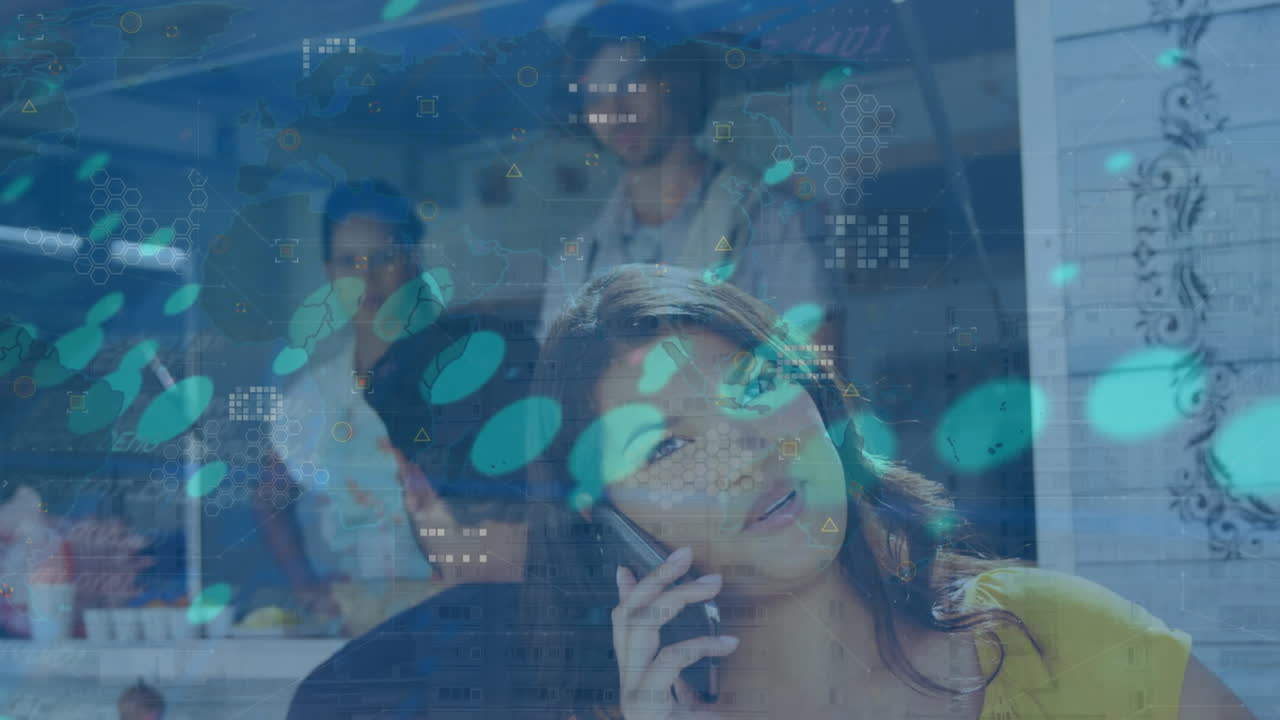 animación del procesamiento de datos sobre diversas personas de negocios en la oficina