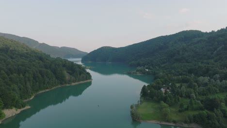 aerial view of the doftana tributary on the river prahova in romania