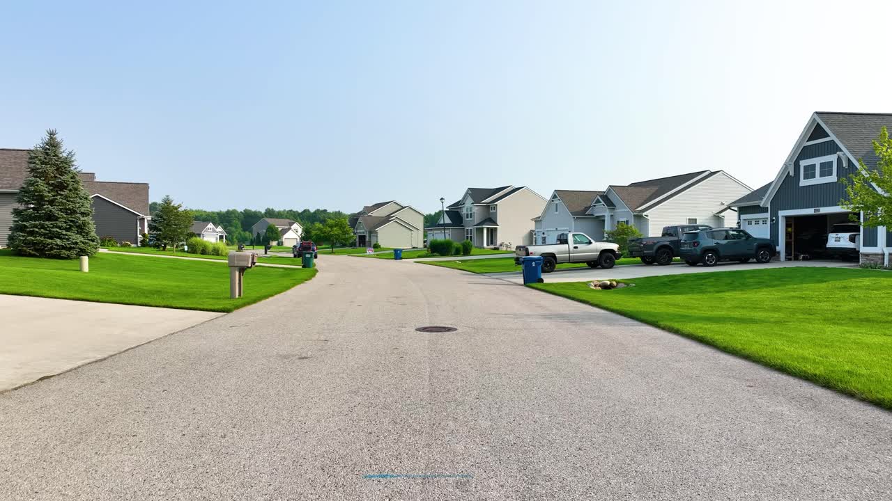 Street view with drone during summer