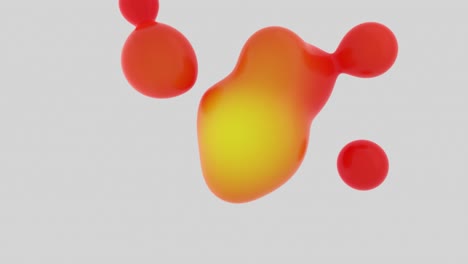 Liquid bubbles rotate and flow into each other. 3D-render.