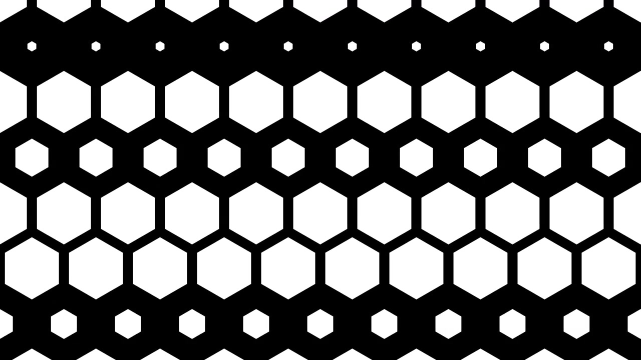 Animação Abstrata de Padrão de Grade Hexagonal em Expansão e Desvanecimento