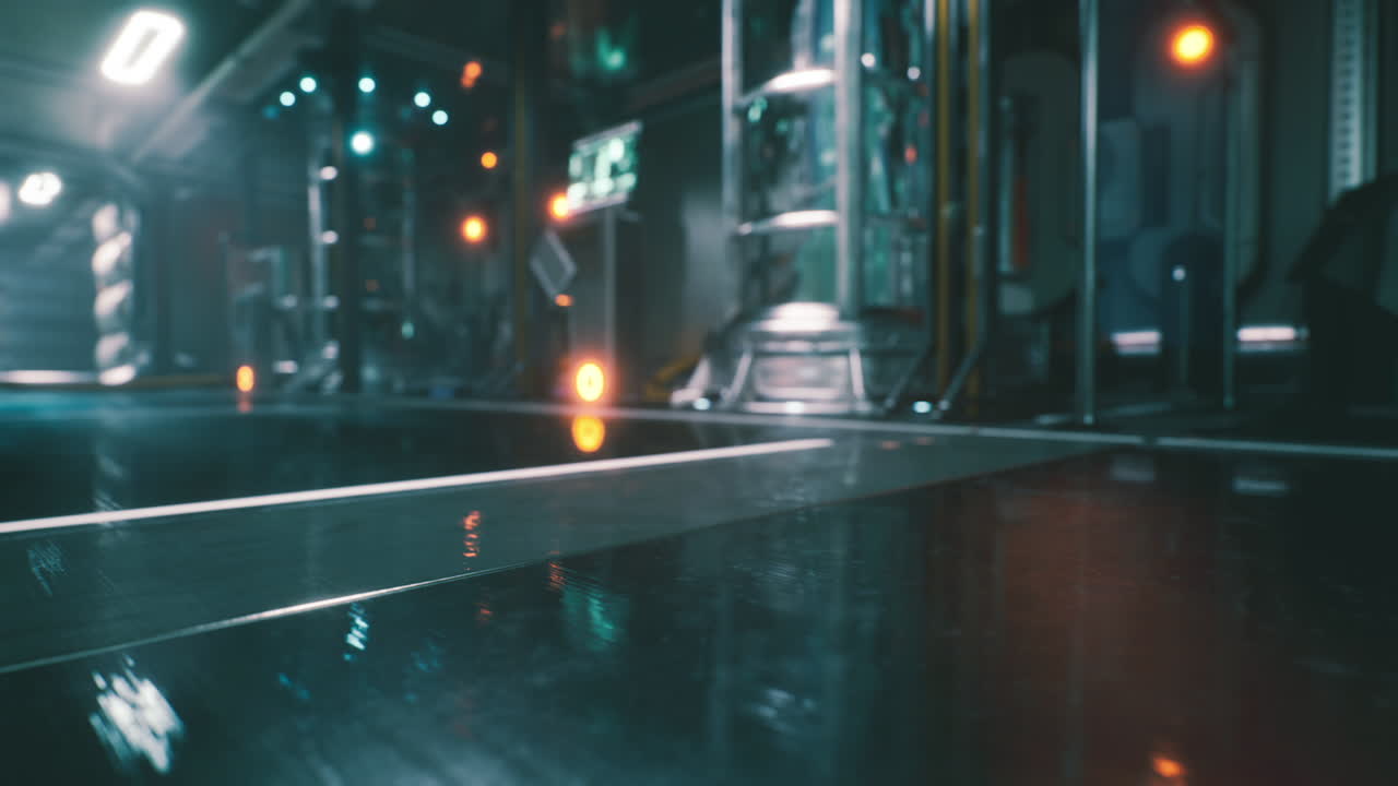 미래의 우주선 복도