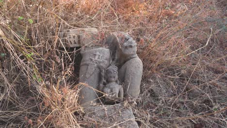 Ancient-,-abandoned-Fort-and-Temple-ruins-lying-in-a-Forest-of-Pahargarh-,-Morena-,-India