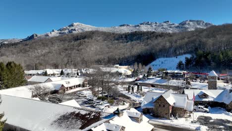 tynecastle in snow aerial near banner elk nc, north carolina