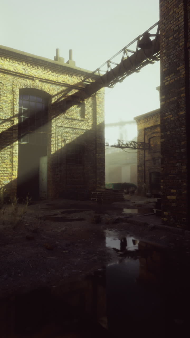 Abandoned alleyway bathed in soft sunlight hints at forgotten stories