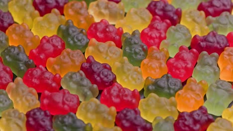 full frame looped spinning background of colorful jelly bear candies