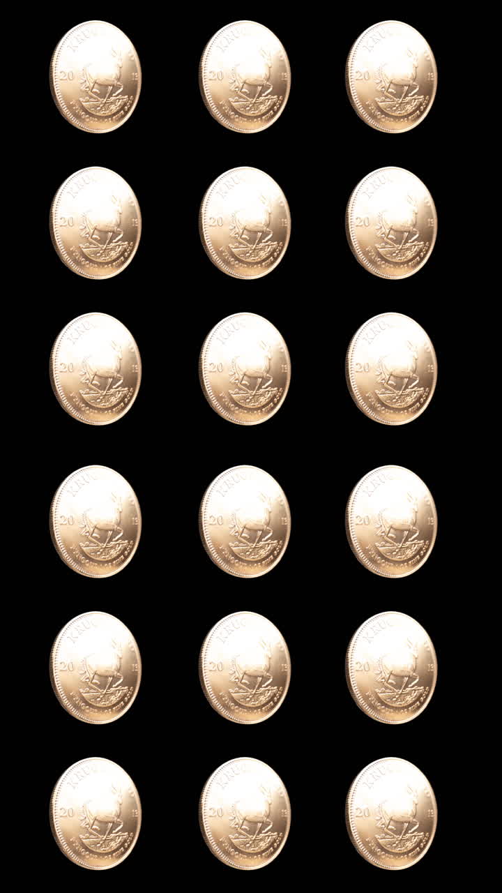 krugerrand de oro girando en vertical