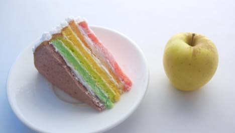 rainbow cake and apple