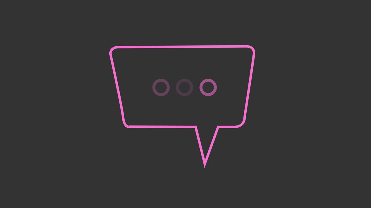 A simple element of a thought bubble, email or message popping up, with typing or thinking dots slowly pulsing inside on black