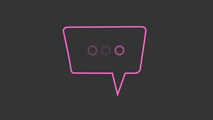 A simple element of a thought bubble, email or message popping up, with typing or thinking dots slowly pulsing inside on black