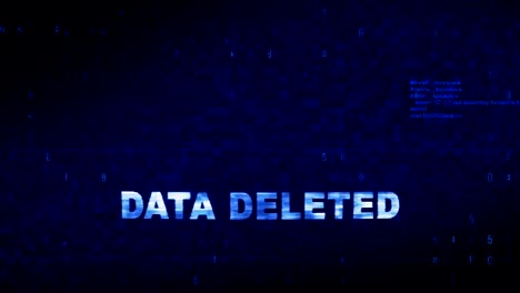 data deleted  text digital noise twitch glitch distortion effect error animation.
