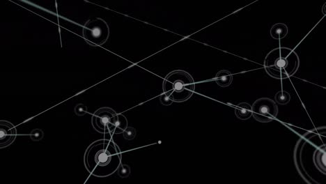 Animation-of-networks-of-connections-over-black-background