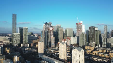 skyscrapers in financial district of canary wharf, london