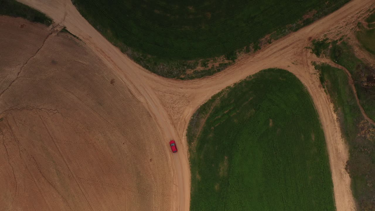 Aerial View of Country Roads and Fields