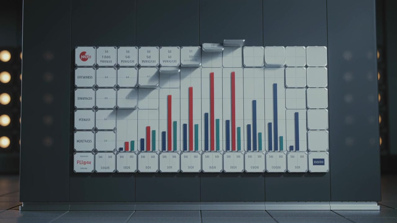 Mechanical Wall Display Transforming Into a Bar Chart