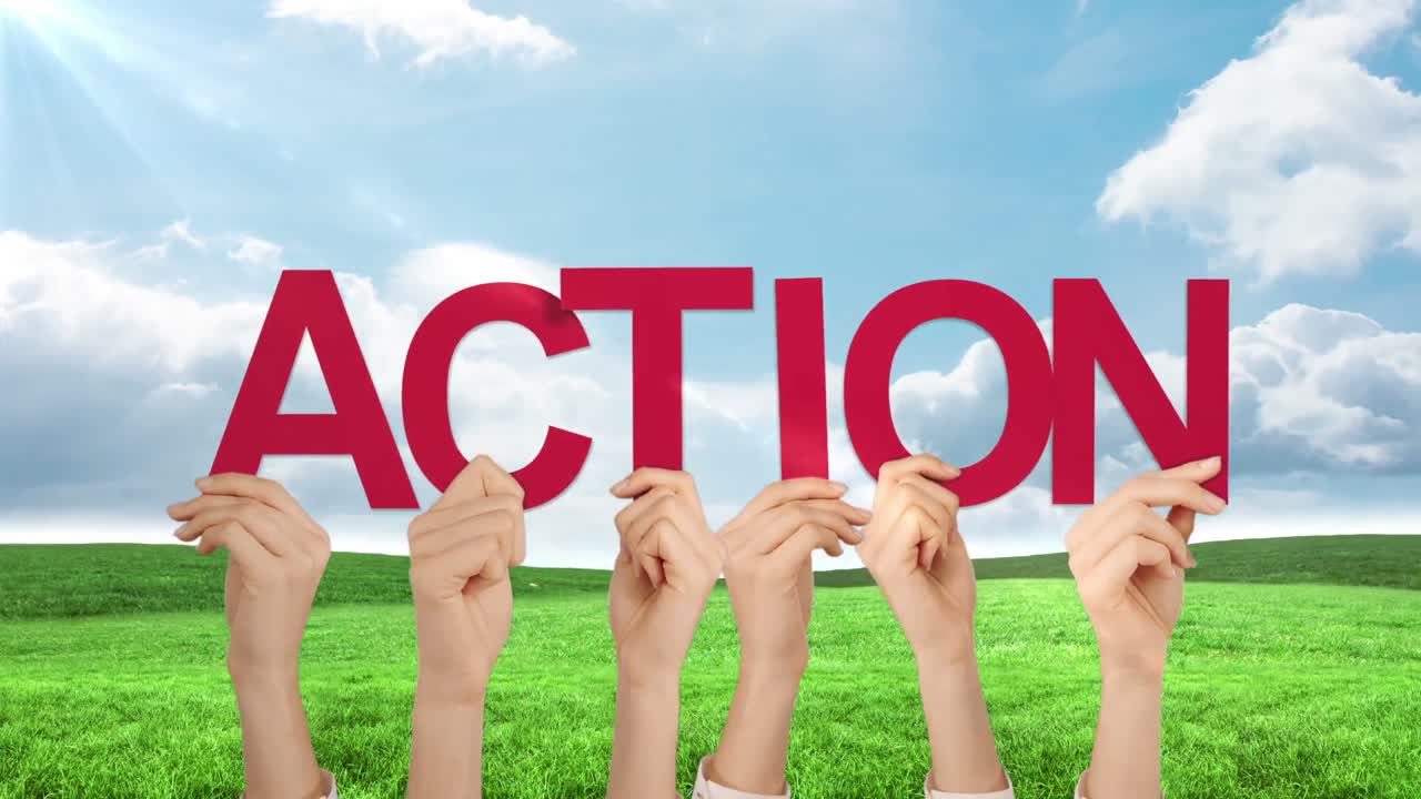 손을 들고 행동을