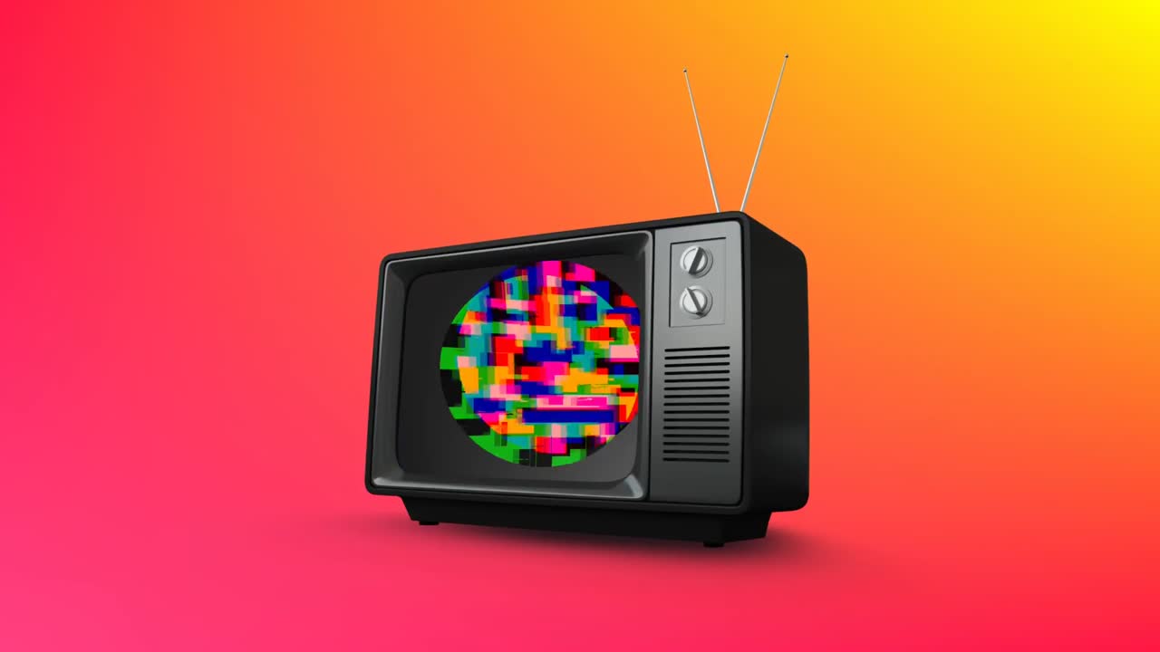 viejo televisor con estática colorida