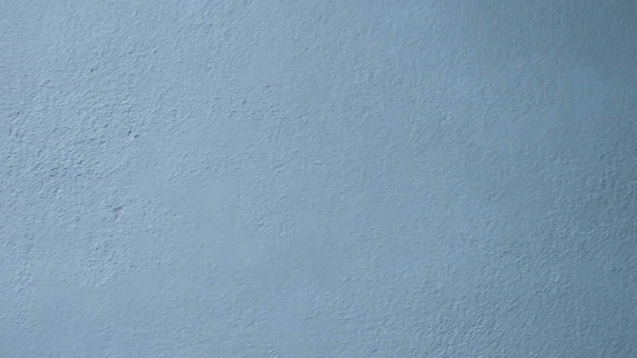 Horizontal view of pale cool blue interior wall showing subtle stippled plaster texture, fine raised bumps, shallow depressions, gentle tonal gradient, matte painted surface, minimal clean backdrop