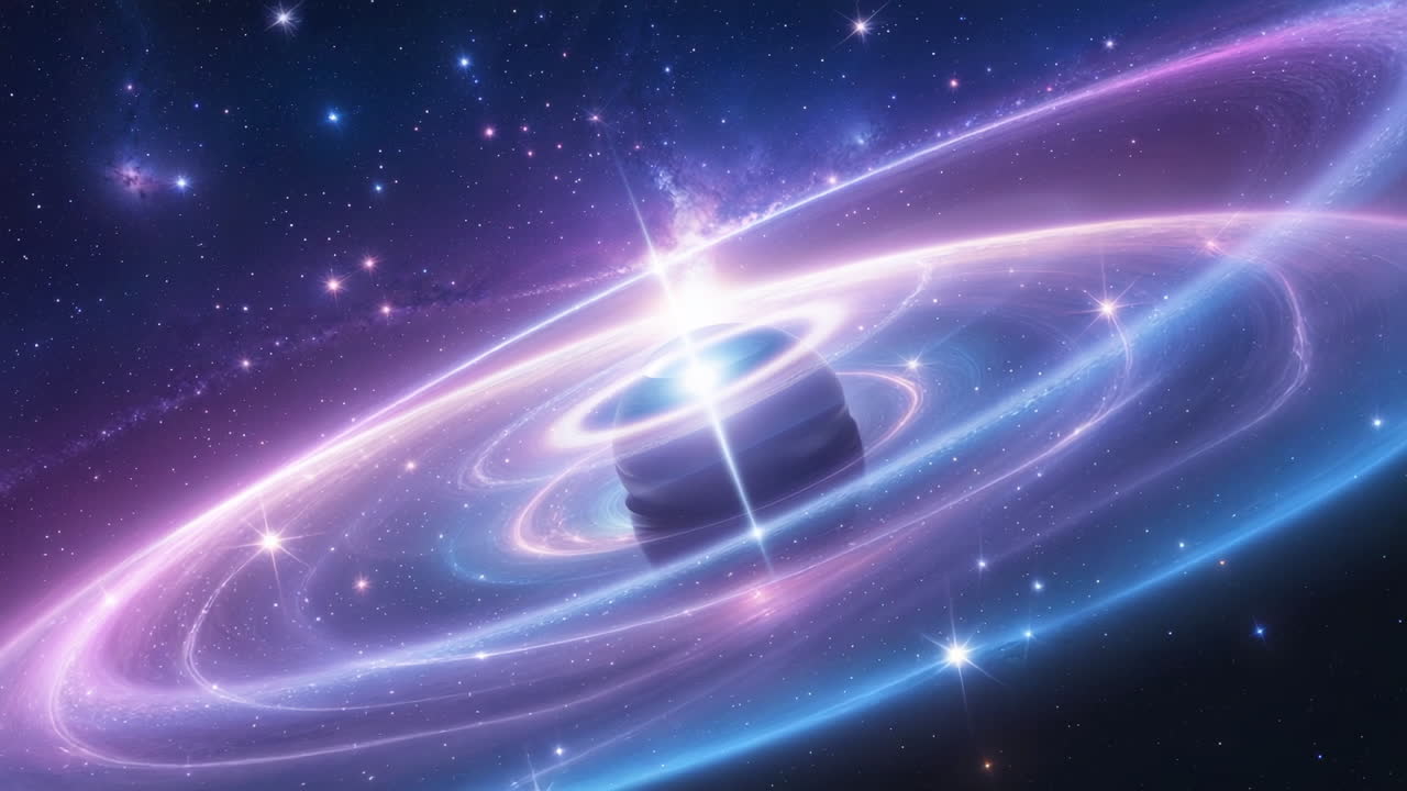 Glowing Cosmic Vortex in Deep Space with Stars