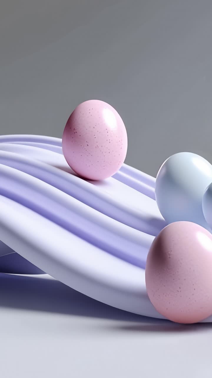 A Serene Composition of Colorful Eggs Displaying Subtle Textures on a Soft Curved Surface, Evoking a Sense of Peace and Beauty in a Modern Aesthetic