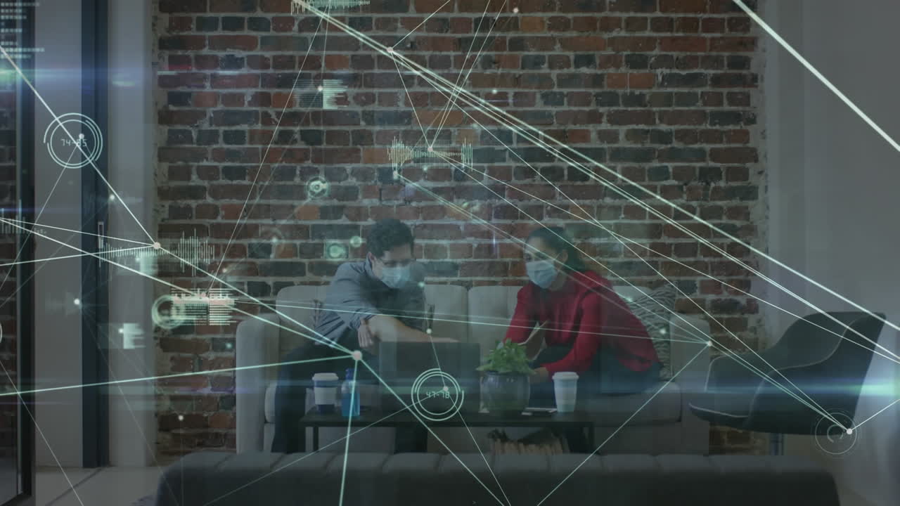 animación de la red de conexiones sobre personas de negocios en la oficina