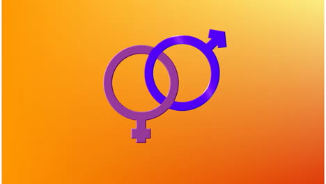 animación de un símbolo heterosexual en un fondo naranja.