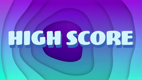 Animation-of-high-score-text-over-shapes-on-blue-background