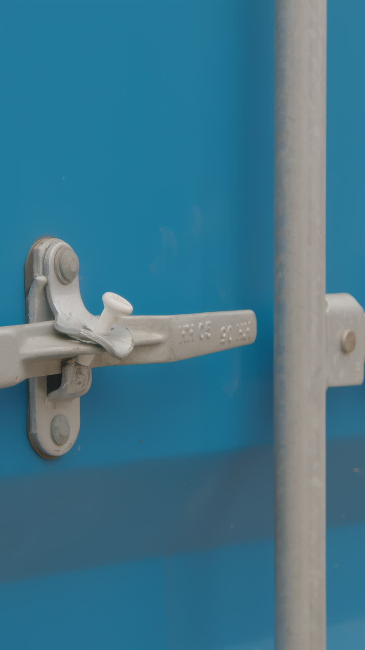 Close-up of a shipping container lock